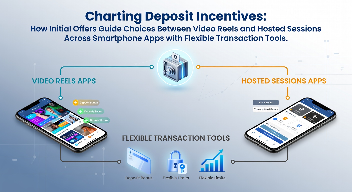 Smartphone screen displaying casino app with deposit bonus options for video reels and live sessions