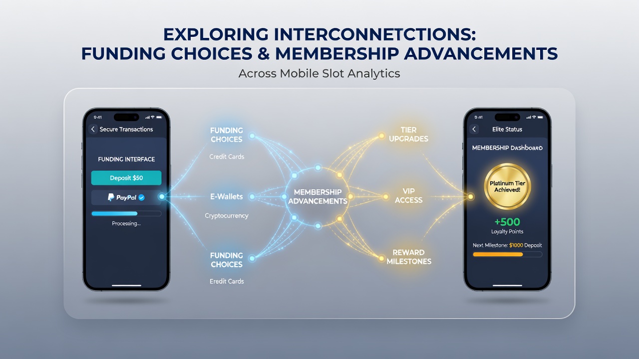 Infographic illustrating connections between funding methods, loyalty tiers, and mobile gaming formats