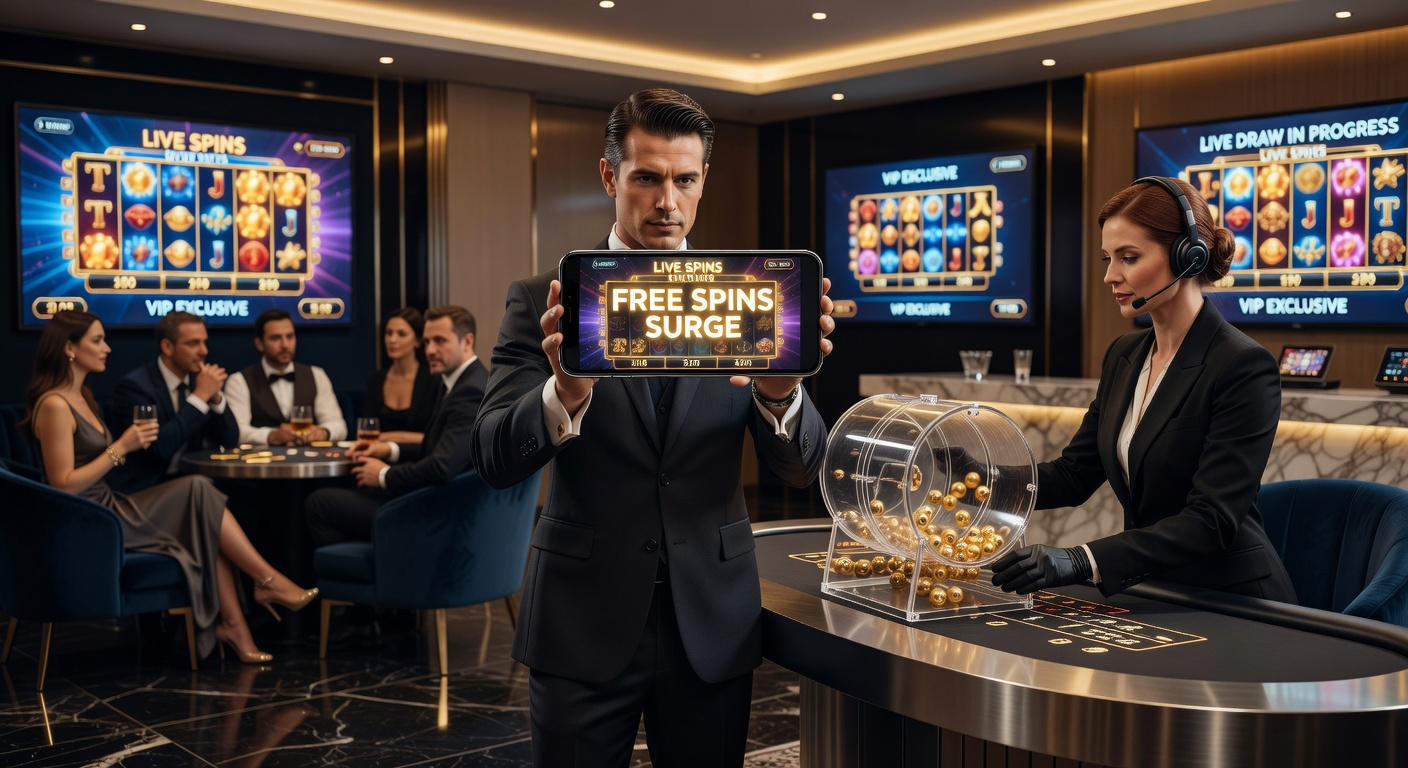 Vibrant mobile slot screen showing cascading free spins with live dealer roulette wheel in background, highlighting VIP integration