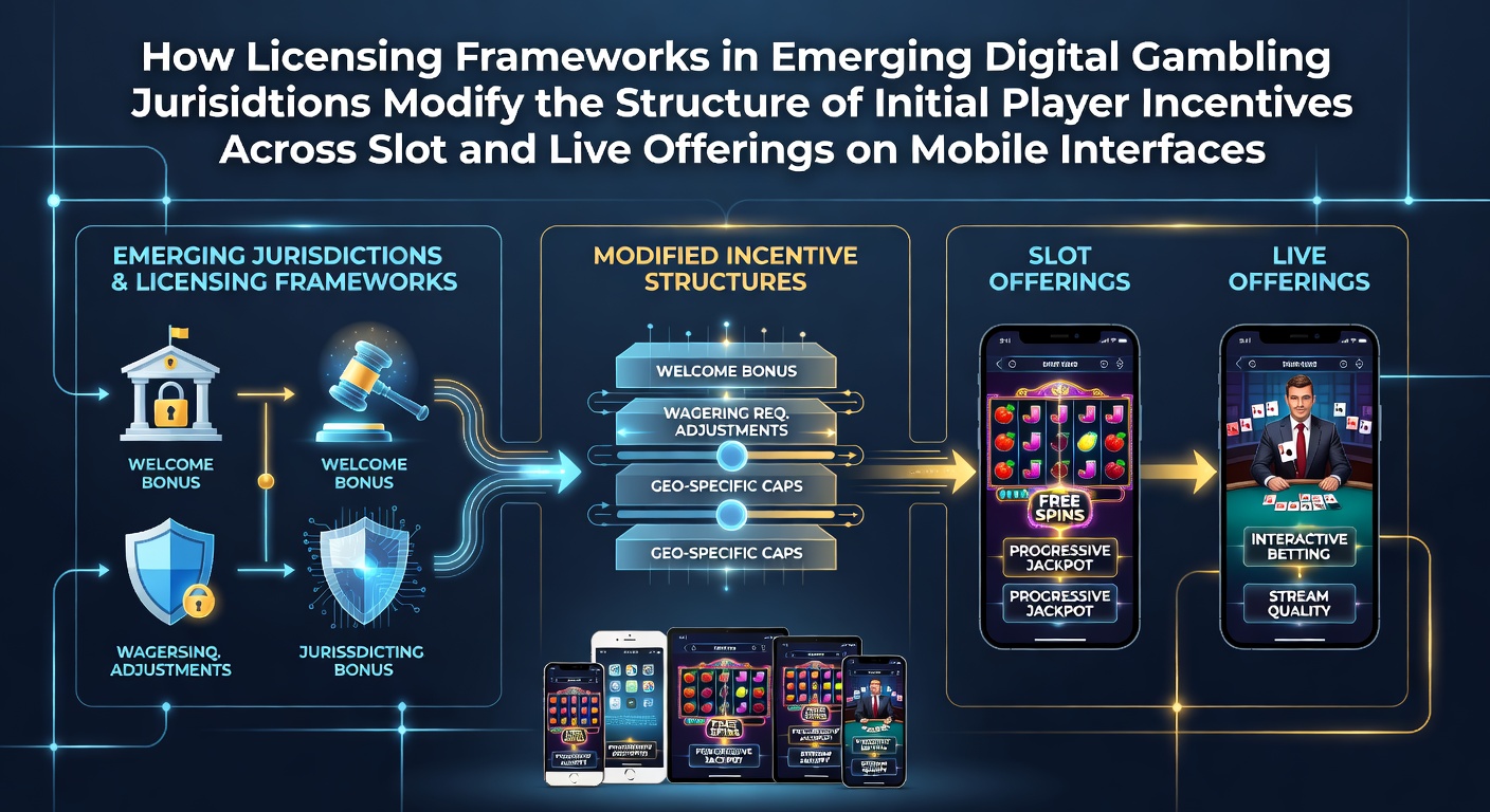Mobile casino interface showing slot reels and live dealer tables with licensing compliance indicators