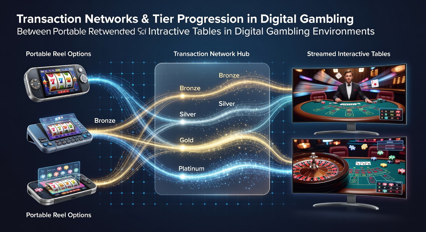 Illustration of transaction networks linking mobile slot reels to live dealer tables with tier progression indicators