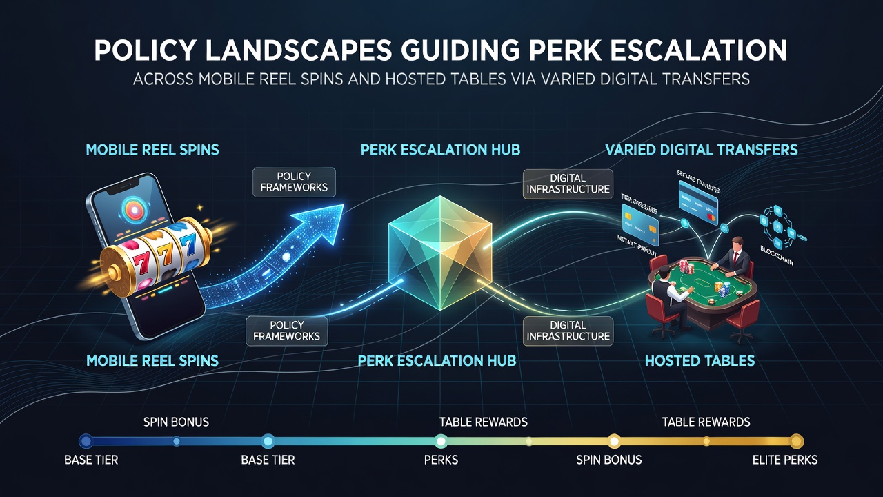 Regulatory charts and mobile gaming interfaces showing policy impacts on digital transfers and perk structures