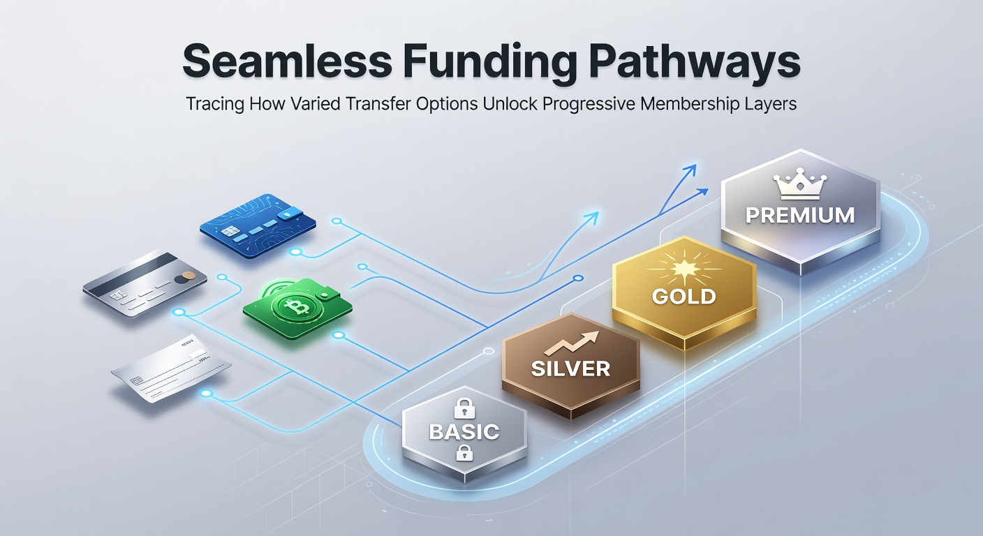 Diagram showing connections between diverse payment methods and tiered benefits in portable gaming and live dealer streams